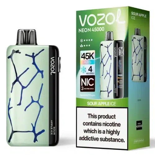 Vozol Neon 45K Sour Apple Ice Smaak - Vozol Vape Nederland Vozol Neon 45K Sour Apple Ice Smaak - Vozol Vape Nederland